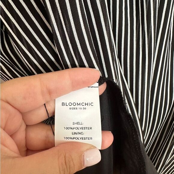 Bloomchic Striped Knot Neck Midi Dress Black - Picture 7 of 8